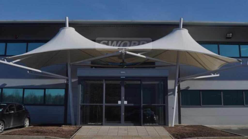 Building entrance canopies in Dubai